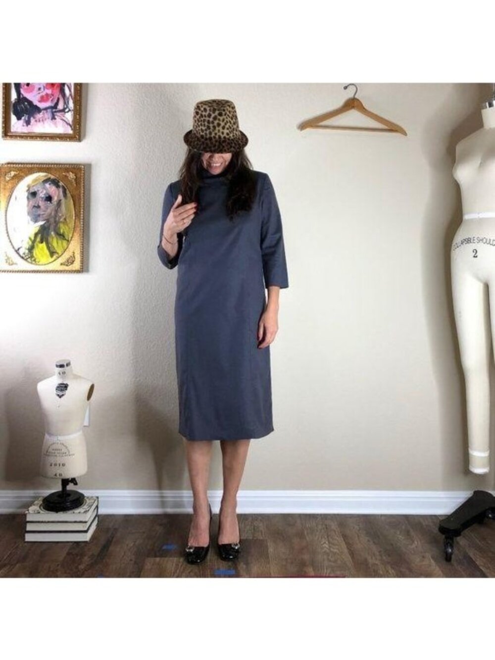 Vivienne Tam Mock Neck Midi Dress